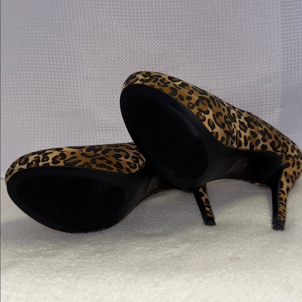 FOREVER Leopard Stiletto Platform Heels New Size 9 Tan Brown Black Sexy Shoes - Picture 8 of 14